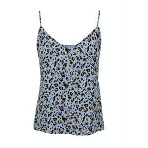 L'AGENCE Jane Sky Blue Leopard Print Silk Cami Tank Top Size Small